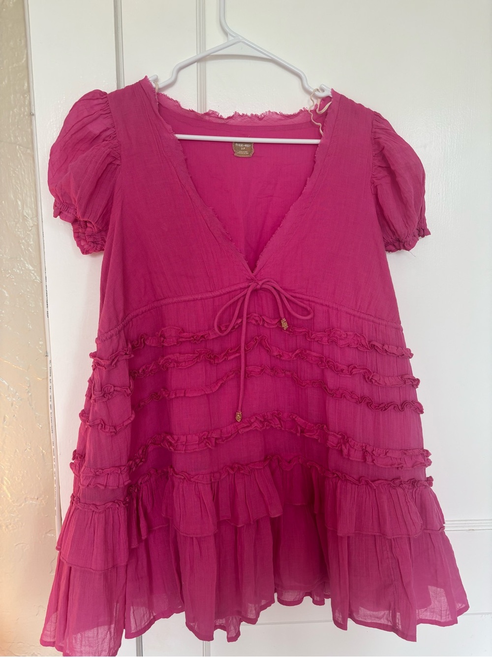 Free People Hot Pink Ruffled Babydoll Dress/Tunic